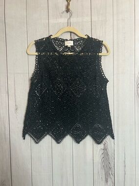 Deletta Black Crochet Lace Sleeveless Top